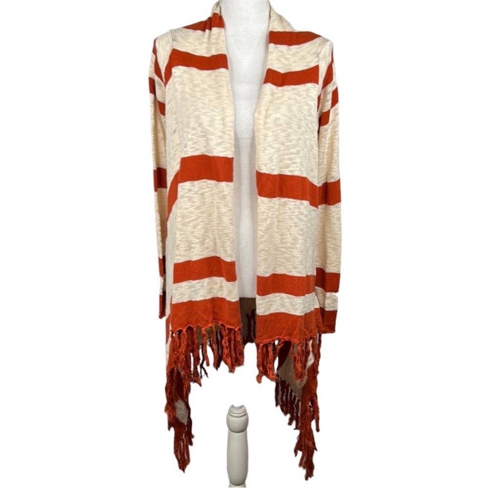 Forever 21 Orange and Cream Striped Cardigan - Picture 1 of 8